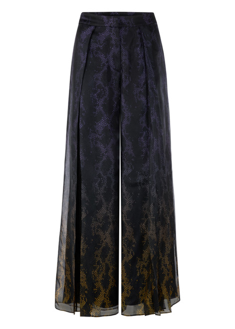 MARC CAIN GLAM Black/Amber Gold Warangal Trousers With Snake Print | AG 81.04 W17