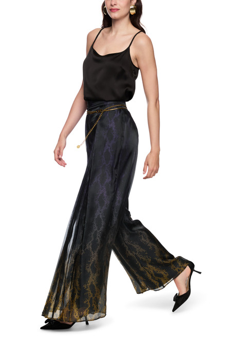 MARC CAIN GLAM Black/Amber Gold Warangal Trousers With Snake Print | AG 81.04 W17