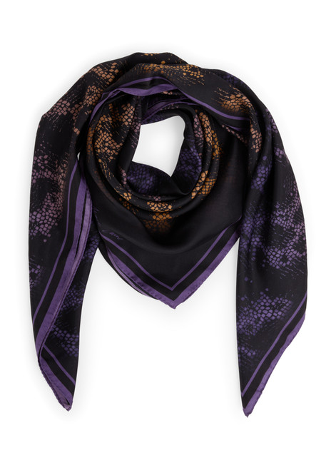 MARC CAIN GLAM Black/Amber Gold Silk Scarf With Snake Print | AG B1.02 Z06