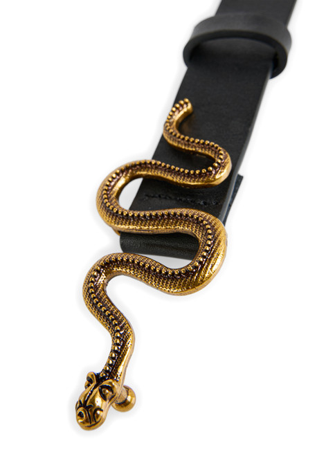 MARC CAIN GLAM Black Leather Belt With Snake Print | AG G1.01 L01