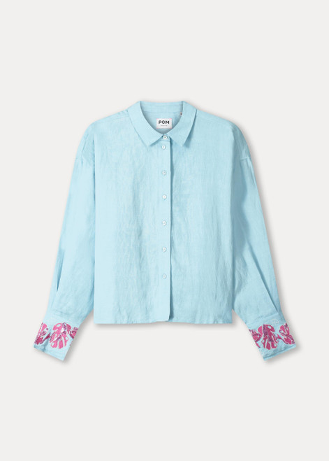 POM AMSTERDAM Blue Blouse - Blue Sequins Urban Flora | SP9499