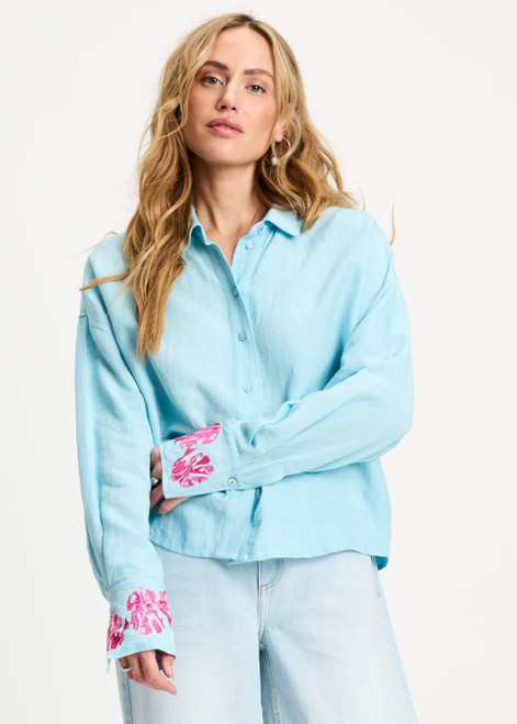 POM AMSTERDAM Blue Blouse - Blue Sequins Urban Flora | SP9499