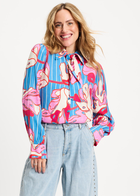 POM AMSTERDAM Multi Colour Blouse - Urban Flora Stripe | SP9500