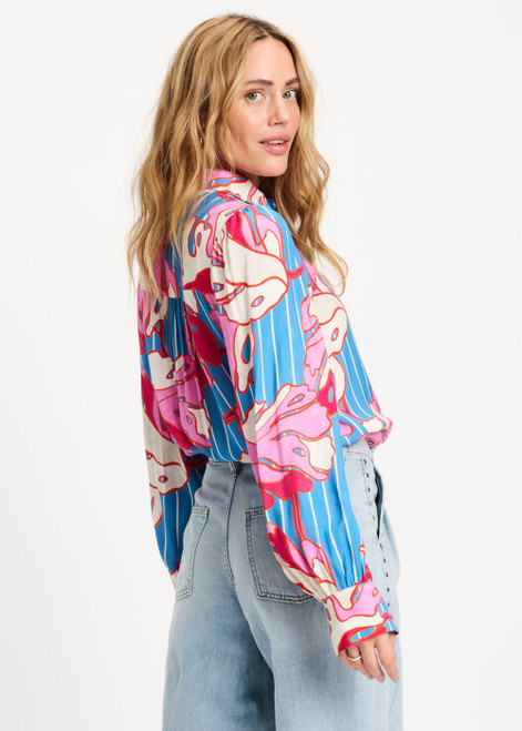 POM AMSTERDAM Multi Colour Blouse - Urban Flora Stripe | SP9500