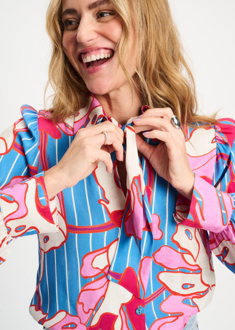POM AMSTERDAM Multi Colour Blouse - Urban Flora Stripe | SP9500