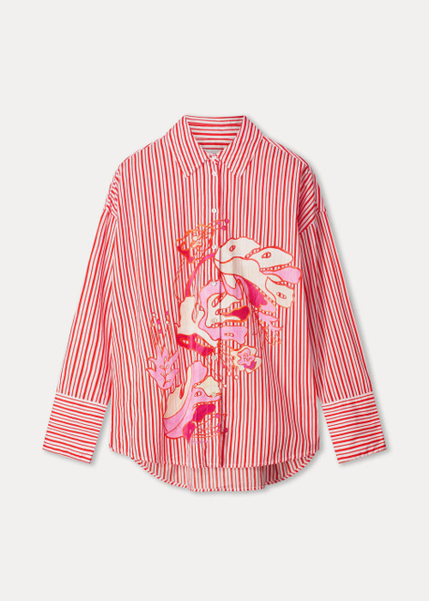 POM AMSTERDAM Multi Colour Blouse - Poplin Striped Orange | SP9503