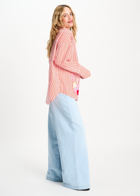 POM AMSTERDAM Multi Colour Blouse - Poplin Striped Orange | SP9503