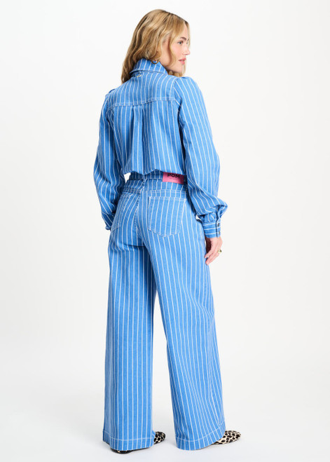 POM AMSTERDAM Blue Blouse - Denim Stripes Blue | SP9504
