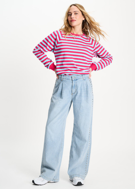 POM AMSTERDAM Blue Jeans - Denim Mid Blue Studs | SP9520