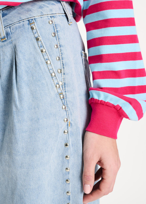 POM AMSTERDAM Blue Jeans - Denim Mid Blue Studs | SP9520