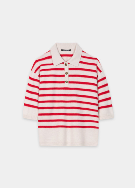 LUISA CERANO Multicolor Striped Cashmere Blend Polo Shirt | 138735/5871-4587