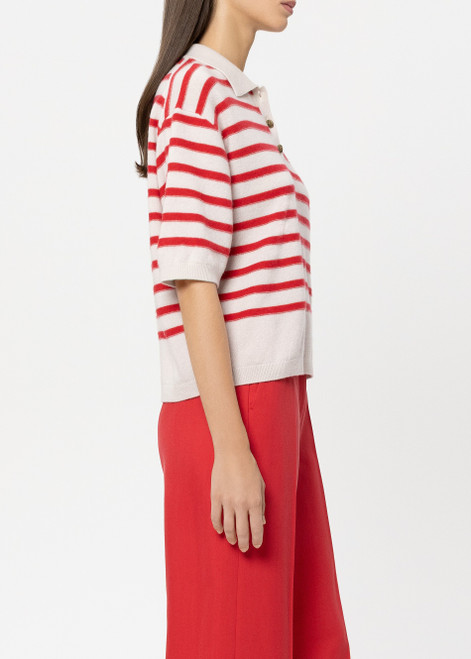 LUISA CERANO Multicolor Striped Cashmere Blend Polo Shirt | 138735/5871-4587