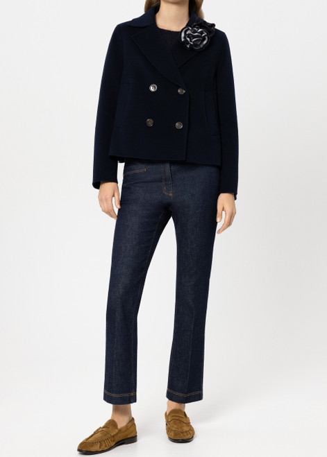 LUISA CERANO Blue Double-Faced Pea Coat | 438538/4080-0294