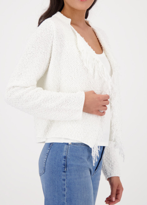 MONARI White Cardigan With Weave Structure | 410296
