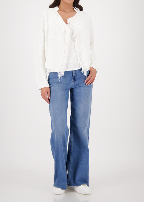 MONARI White Cardigan With Weave Structure | 410296