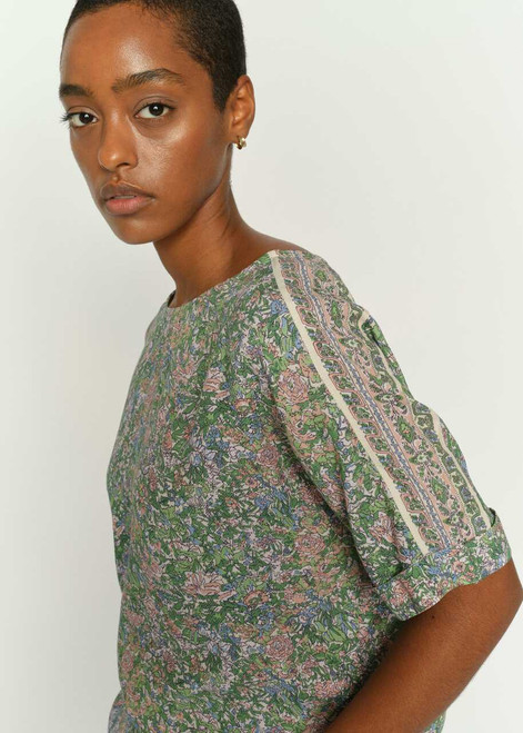 MOS MOSH Turf Green Palma Flowish Orchid Blouse | 177360