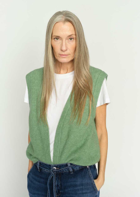 MOS MOSH Turf Green Thora Knit Vest | 177540