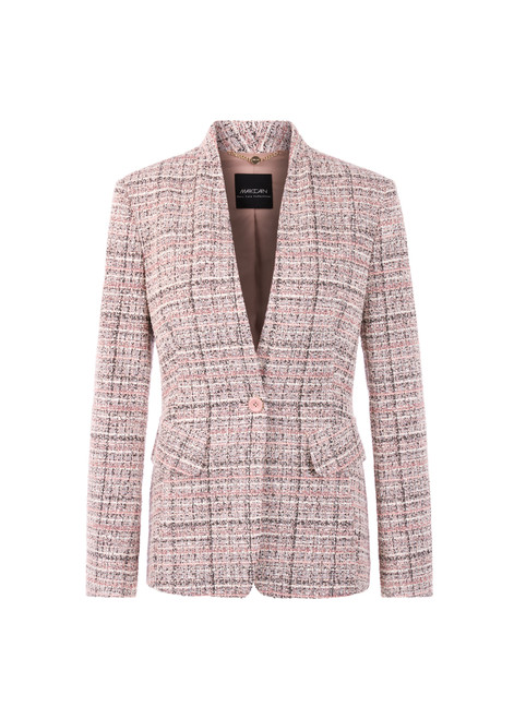 MARC CAIN COLLECTIONS Warm Taupe New Fitted Collarless Blazer | AC 34.22 J10