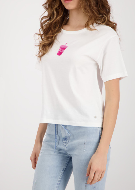 MONARI White T-Shirt With Coffee Print | 410197