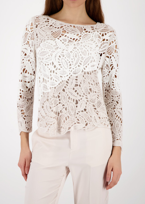 MONARI White Jumper With Cornelli Pattern | 410224