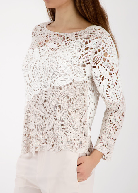 MONARI White Jumper With Cornelli Pattern | 410224