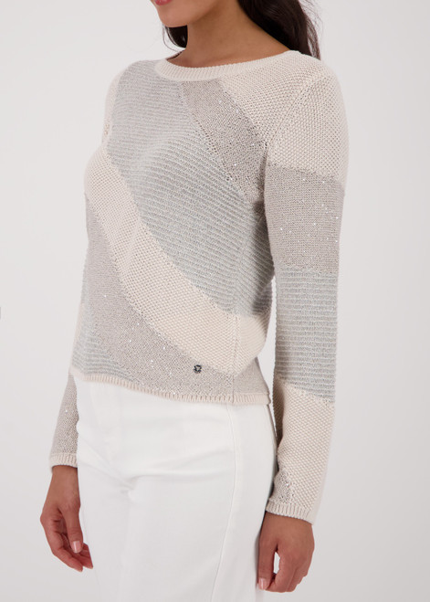MONARI Beige Jumper With Material Mix | 410416