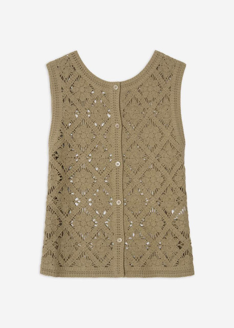 YERSE Khaki Sleeveless Knitted Top | 44549