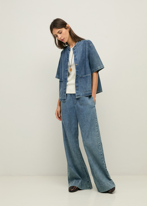 YERSE Blue Wide-Leg Denim Trousers | 44867