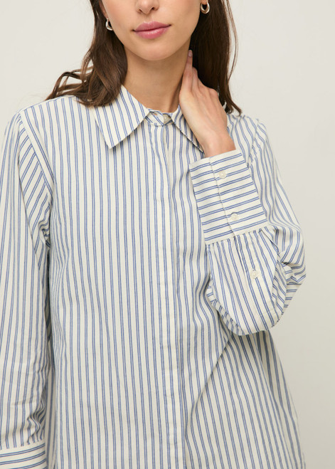 YERSE Blue and white Striped Oversized Shirt | 44886