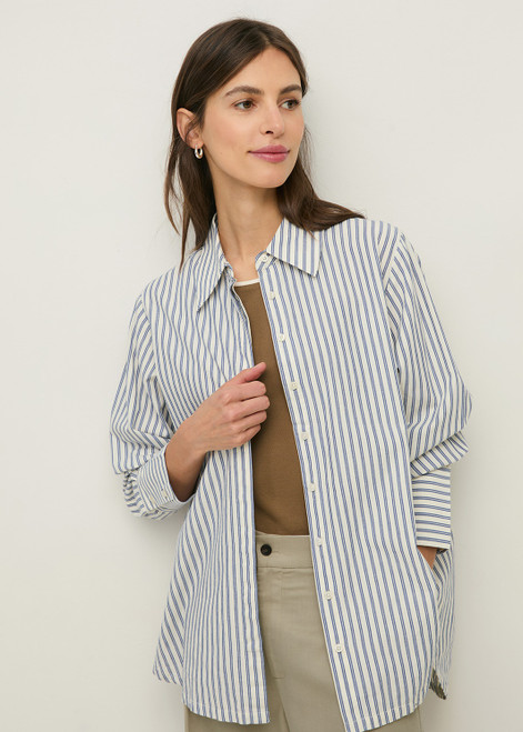 YERSE Blue and white Striped Oversized Shirt | 44886