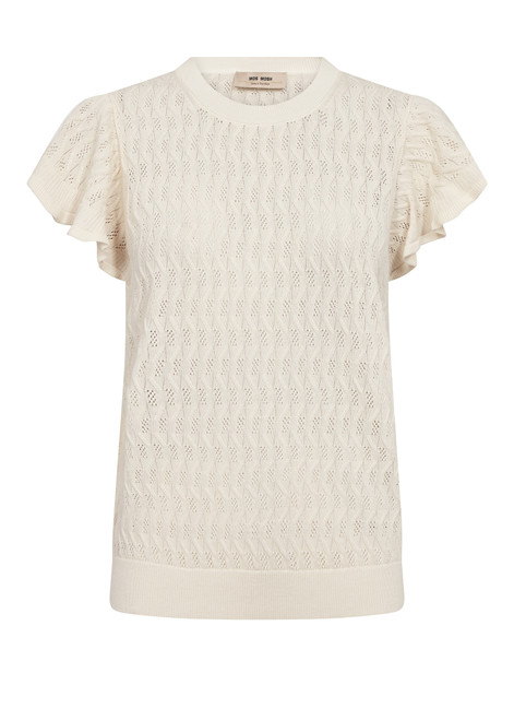 MOS MOSH Ecru Ganna Pattern O-Neck Knit Top | 177580