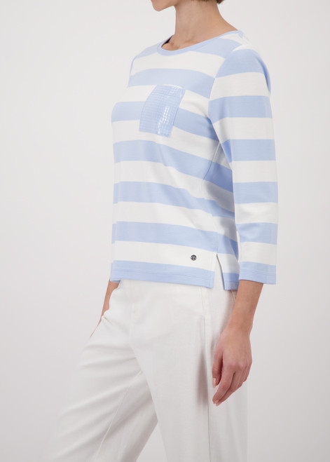 MONARI Blue Sweatshirt With Stripes | 410146