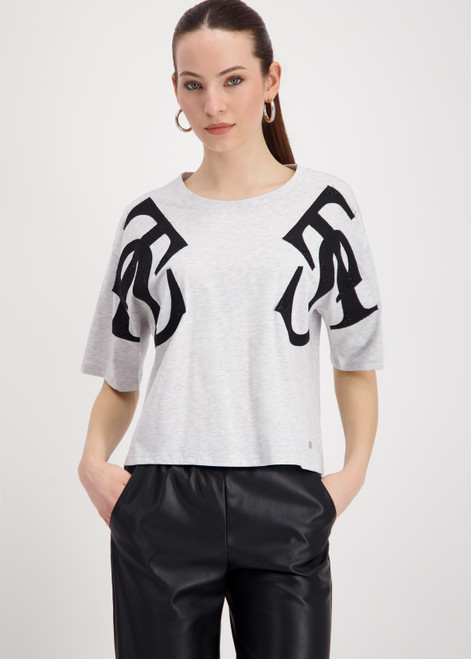 MONARI Gray T-Shirt With Rhinestone Accents | 808878