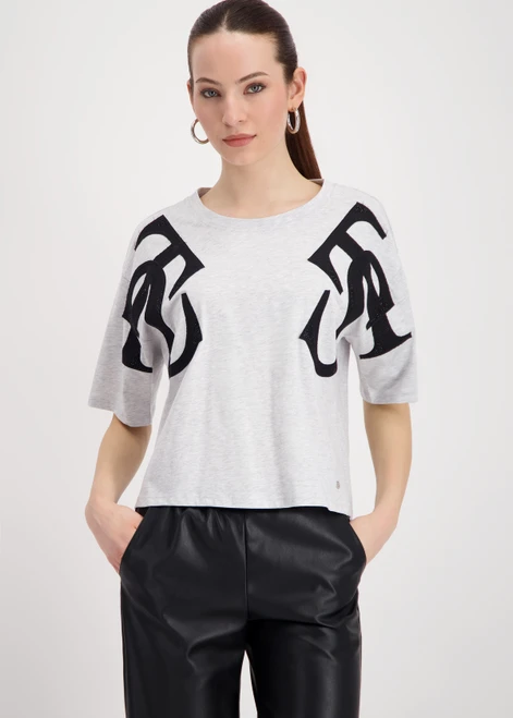 MONARI Gray T-Shirt With Rhinestone Accents | 808878