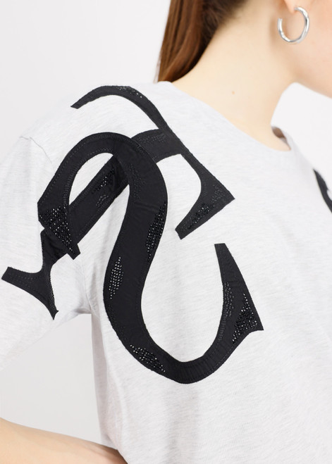 MONARI Gray T-Shirt With Rhinestone Accents | 808878