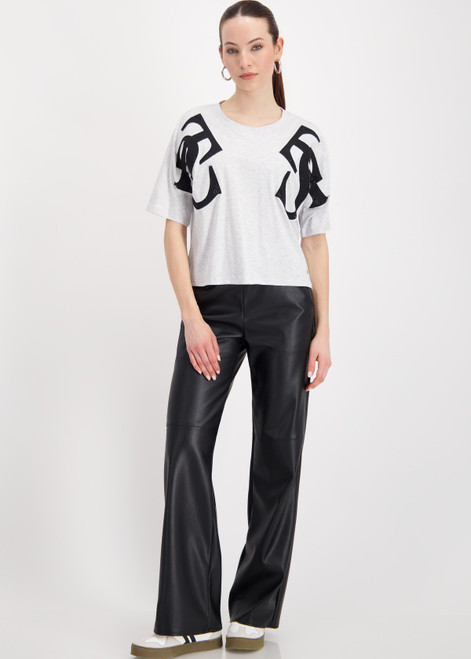 MONARI Gray T-Shirt With Rhinestone Accents | 808878