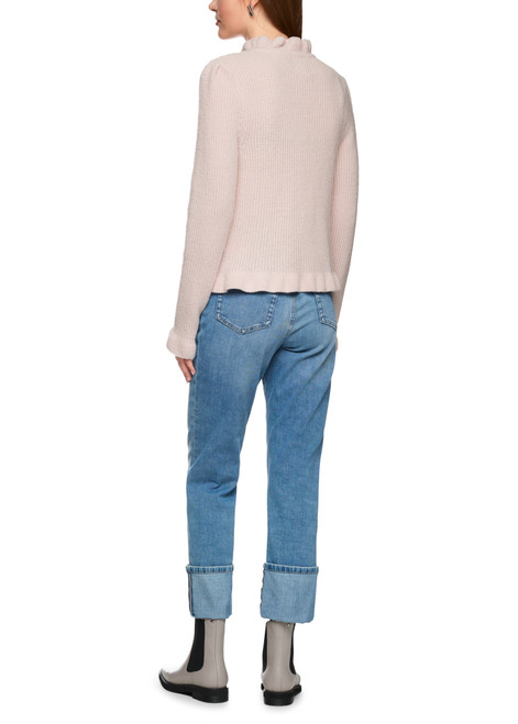 MARC CAIN COLLECTIONS Light Desert Taupe Knitted In Germany Sweater With Ruffles | ZC 41.15 M15