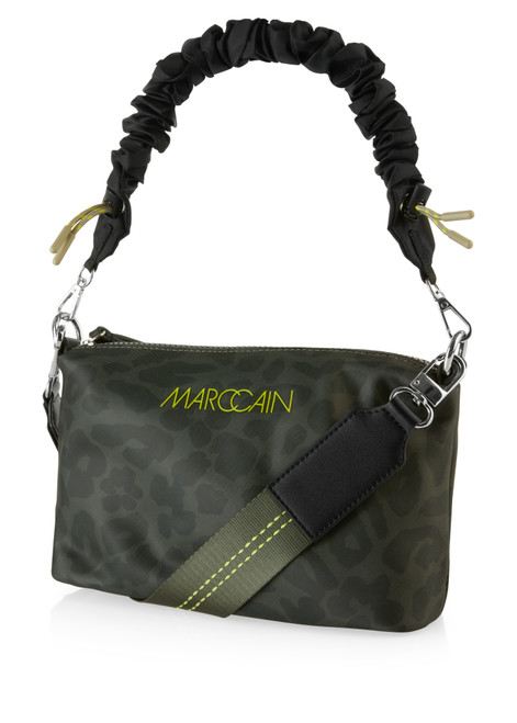 MARC CAIN SPORTS Olive Drab Small Leopard Print Nylon Shoulder Bag | ZS TI.01 Z10