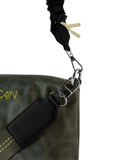 MARC CAIN SPORTS Olive Drab Small Leopard Print Nylon Shoulder Bag | ZS TI.01 Z10