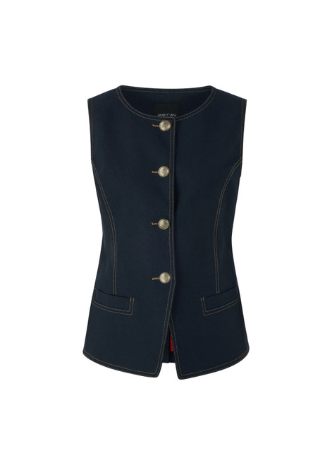 MARC CAIN COLLECTIONS Navy Denim-Look Waistcoat | AC 37.01 W05