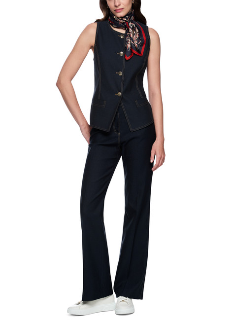 MARC CAIN COLLECTIONS Navy Denim-Look Waistcoat | AC 37.01 W05