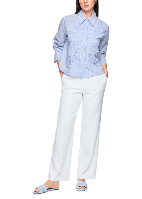 MARC CAIN COLLECTIONS Magical Blue Striped Blouse With Floral Details | AC 51.27 W59
