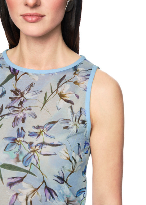 MARC CAIN COLLECTIONS Magical Blue Knitted In Germany Floral Print Top | AC 61.18 M35