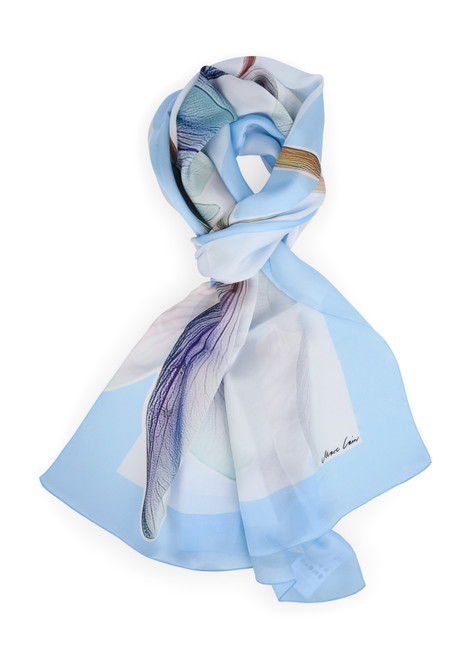 MARC CAIN COLLECTIONS Magical Blue Silk Scarf With Lily Print | AC B4.15 Z25