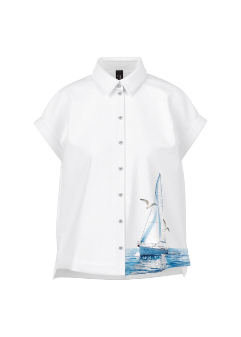 MARC CAIN SPORTS Little Boy Blue Blouse With Maritime Print | AS 51.38 W68