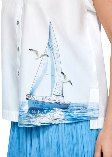 MARC CAIN SPORTS Little Boy Blue Blouse With Maritime Print | AS 51.38 W68