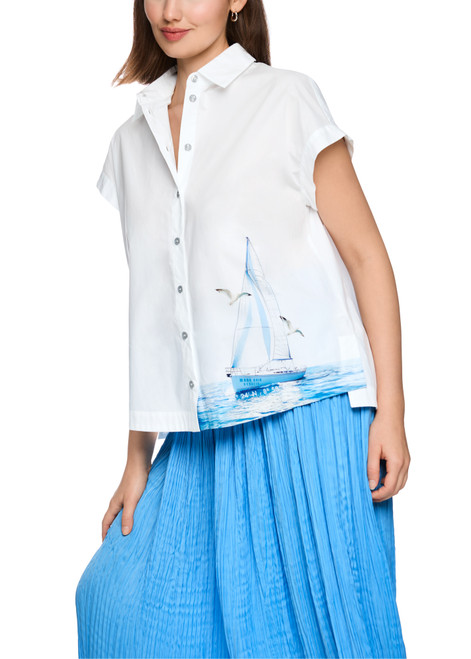 MARC CAIN SPORTS Little Boy Blue Blouse With Maritime Print | AS 51.38 W68
