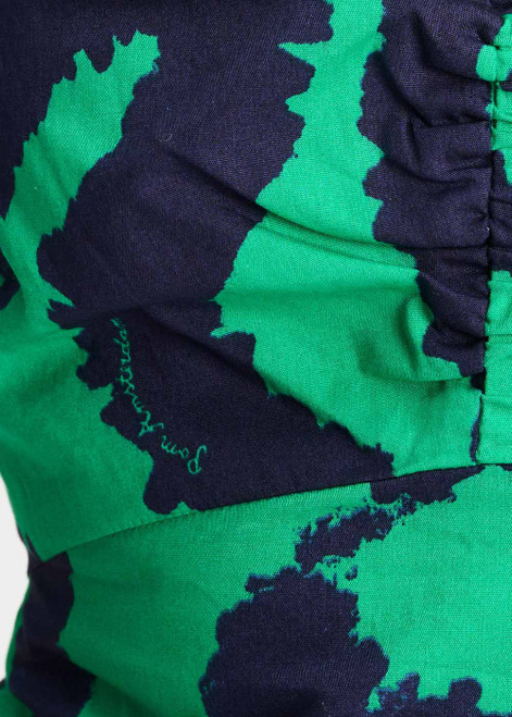 POM AMSTERDAM Multi Colour Dress - Poplin Waves Green | SP9552