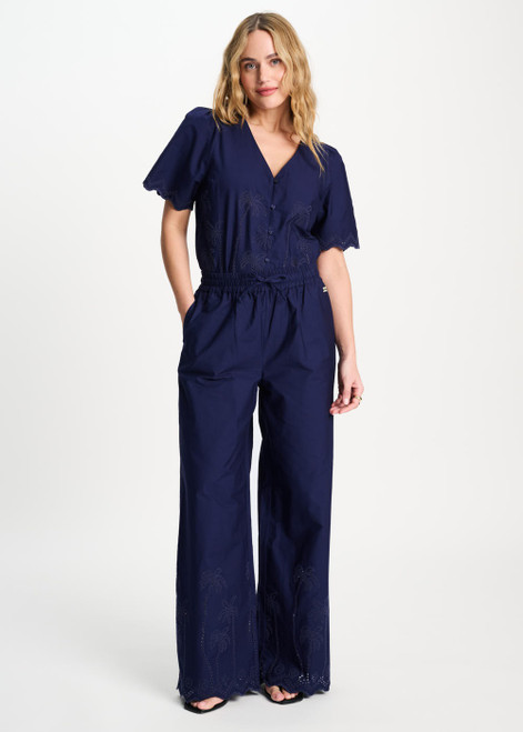 POM AMSTERDAM Blue Pants - Broderie Anglaise Night Blue | SP9564