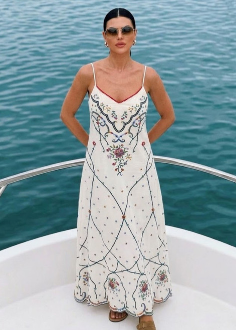 ME369 LINEN KISS Daisey Embroidered Dress | 126L70891